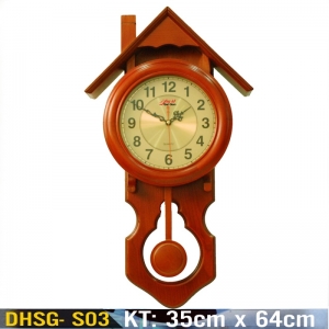 Đồng hồ treo tường gỗ hình mái nhà dài DHSG- S03
