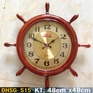Đồng hồ treo tường gỗ hình bánh lái tàu DHSG- S15